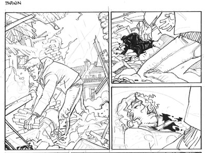 Darwin - Vignetta Tavola 26<br>disegni di Luigi Piccatto con la collaborazione di Renato Riccio e Matteo Santaniello<br><i>(c) 2012 Sergio Bonelli Editore</i>