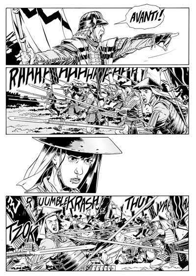 La carica degli ashigaru<br>disegni di Luca Enoch<br><i>(c) 2012 Sergio Bonelli Editore</i>