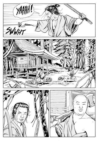 Musashi e il monaco<br>disegni di Luca Enoch<br><i>(c) 2012 Sergio Bonelli Editore</i>
