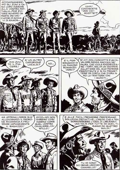 Castillo e Don Chisciotte<br>Tex 619, pag.46 - Tavola di Ernesto Garcia Seijas<br><i>(c) 2012 Sergio Bonelli Editore</i>
