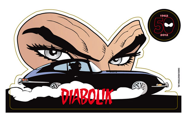 Diabolik gadget estivo<br>adesivo allegato alla ristampa di luglio<br><i>(c) 2012 Astorina</i>