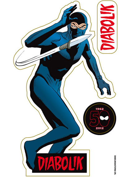 Diabolik gadget estivo<br>adesivo allegato alla ristampa di luglio<br><i>(c) 2012 Astorina</i>
