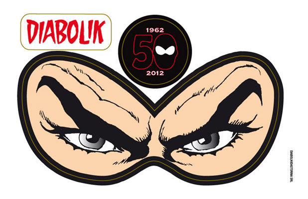 Diabolik gadget estivo<br>adesivo allegato alla ristampa swiss di luglio<br><i>(c) 2012 Astorina</i>