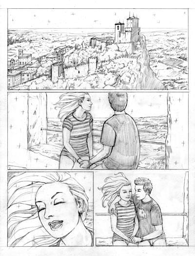 Tavola 1 - matite<br>disegni di Rosario Raho<br><i>(c) 2012 Giuseppe Di Bernardo & Light&Darkness Publishing</i>