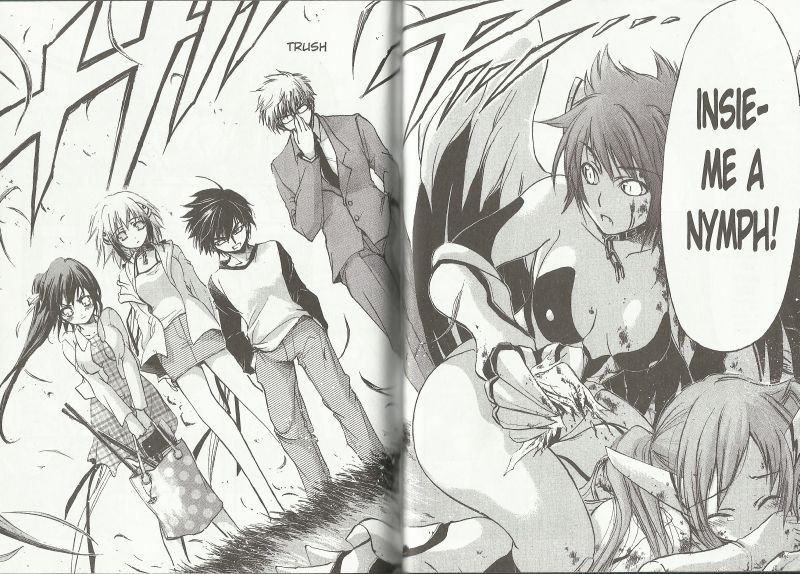 Showdown!<br>Da sinistra: Sonohara, Ikaros, Tomoki, Sugata<br><i>(c) 2012 Planet Manga</i>