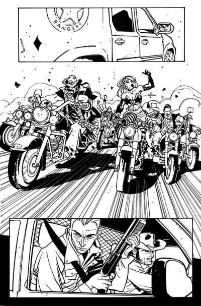 Tavola tratta da Six Guns<br>disegni di Davide Gianfelice<br><i>(c) TM & © 2012 MARVEL Edizione italiana: Panini S.p.A.</i>