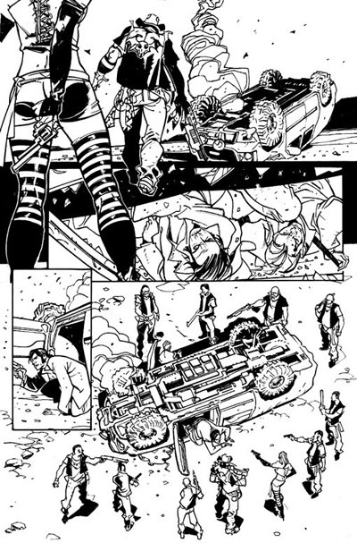 Tavola tratta da Six Guns Tavola tratta da Six Guns<br>disegni di Davide Gianfelice<br><i>(c) TM & © 2012 MARVEL Edizione italiana: Panini S.p.A.</i>