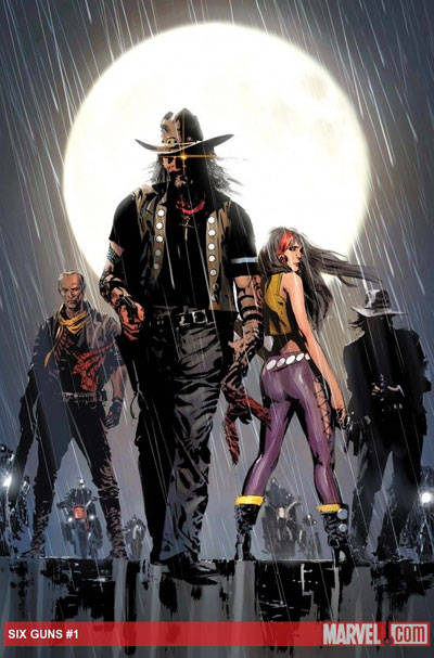 Cover USA #1 Six Guns<br>disegni di Jason "Butch" Guice, colori di Jason Keith<br><i>(c) TM & © 2012 MARVEL Edizione italiana: Panini S.p.A.</i>