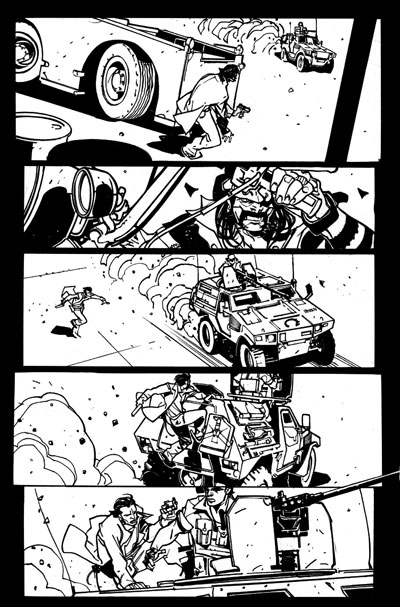 Tavola tratta da Six Guns<br>disegni di Davide Gianfelice<br><i>(c) TM & © 2012 MARVEL Edizione italiana: Panini S.p.A.</i>