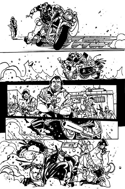 Tavola tratta da Six Guns<br>disegni di Davide Gianfelice<br><i>(c) TM & © 2012 MARVEL Edizione italiana: Panini S.p.A.</i>