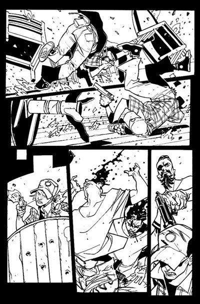 Tavola tratta da Six Guns<br>disegni di Davide Gianfelice<br><i>(c) TM & © 2012 MARVEL Edizione italiana: Panini S.p.A.</i>