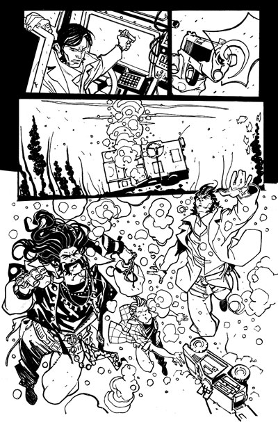Tavola tratta da Six Guns<br>disegni di Davide Gianfelice<br><i>(c) TM & © 2012 MARVEL Edizione italiana: Panini S.p.A.</i>