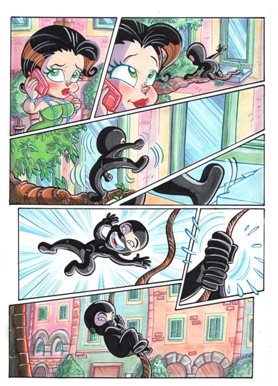 Tavola tratta da Demonik cartonato numero 1<br>disegni e colori di Elena Mirulla<br><i>(c) 2012 Salvatore Taormina</i>