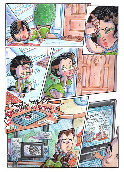 Tavola tratta da Demonik cartonato numero 1<br>disegni e colori di Elena Mirulla<br><i>(c) 2012 Salvatore Taormina</i>