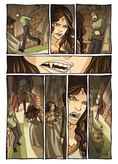 Tavola tratta da Vampire's Tears numero 4<br>disegni di Roberta Pierpaoli, colori Marina Iovine<br><i>(c) 2012 Salvatore Taormina</i>