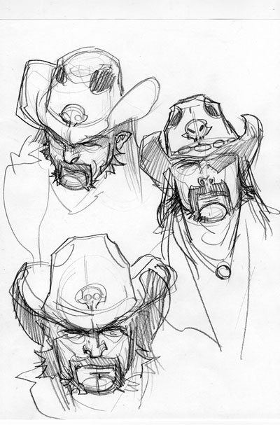 Studio Personaggi: Black Rider<br>disegni di Davide Gianfelice<br><i>(c) TM & © 2012 MARVEL Edizione italiana: Panini S.p.A.</i>