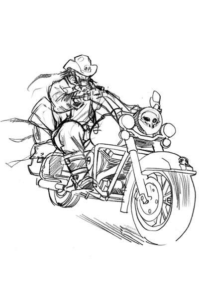 Studio Personaggi: Black Rider in moto Studio Personaggi: Black Rider in moto<br>disegni di Davide Gianfelice<br><i>(c) TM & © 2012 MARVEL Edizione italiana: Panini S.p.A.</i>