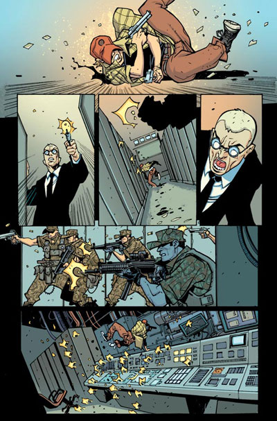 Tavola tratta da Six Guns<br>disegni di Davide Gianfelice, colori di Dave McCaig<br><i>(c) TM & © 2012 MARVEL Edizione italiana: Panini S.p.A.</i>