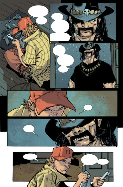 Tavola tratta da Six Guns<br>disegni di Davide Gianfelice<br><i>(c) TM & © 2012 MARVEL Edizione italiana: Panini S.p.A.</i>