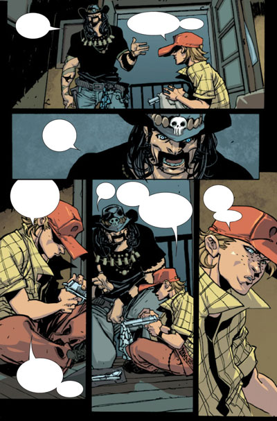 Tavola tratta da Six Guns Tavola tratta da Six Guns<br>disegni di Davide Gianfelice, colori di Dave McCaig<br><i>(c) TM & © 2012 MARVEL Edizione italiana: Panini S.p.A.</i>