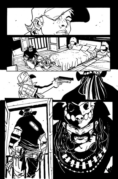 Tavola tratta da Six Guns<br>disegni di Davide Gianfelice<br><i>(c) TM & © 2012 MARVEL Edizione italiana: Panini S.p.A.</i>