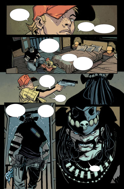 Tavola tratta da Six Guns Tavola tratta da Six Guns<br>disegni di Davide Gianfelice, colori di Dave McCaig<br><i>(c) TM & © 2012 MARVEL Edizione italiana: Panini S.p.A.</i>