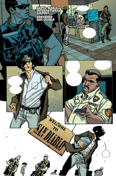 Tavola tratta da Six Guns<br>disegni di Davide Gianfelice, colori di Dave McCaig<br><i>(c) TM & © 2012 MARVEL Edizione italiana: Panini S.p.A.</i>
