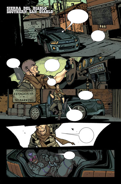 Tavola tratta da Six Guns Tavola tratta da Six Guns<br>disegni di Davide Gianfelice, colori di Dave McCaig<br><i>(c) TM & © 2012 MARVEL Edizione italiana: Panini S.p.A.</i>
