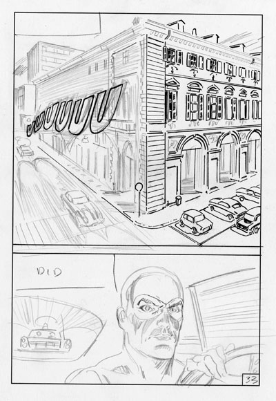 Diabolik Inedito 11-2012: tavola 33 matita<br>matite di Bruno Brindisi<br><i>(c) 2012 Astorina</i>