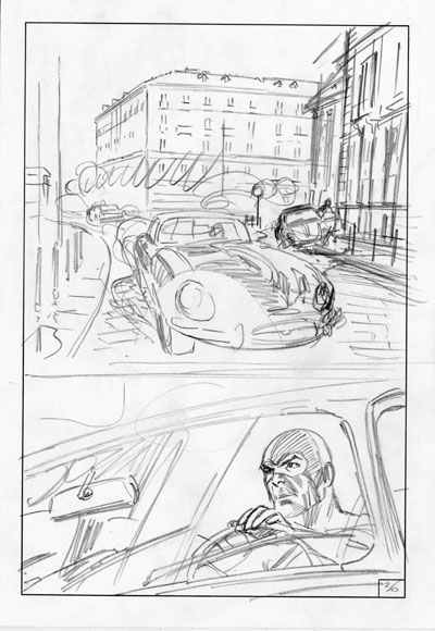 Diabolik Inedito 11-2012: tavola 36 matita<br>matite di Bruno Brindisi<br><i>(c) 2012 Astorina</i>
