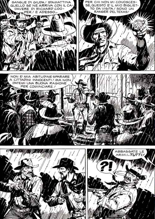Brillando sotto la pioggia Brillando sotto la pioggia<br>Maxi Tex 16, pag.119 - Tavola di Miguel Repetto<br><i>(c) 2012 Sergio Bonelli Editore</i>