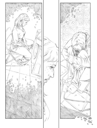 Tavola tratta da Davvero numero 4<br>disegni di Riccardo Nunziati<br><i>(c) 2012 Paola Barbato & Edizioni Star Comics</i>