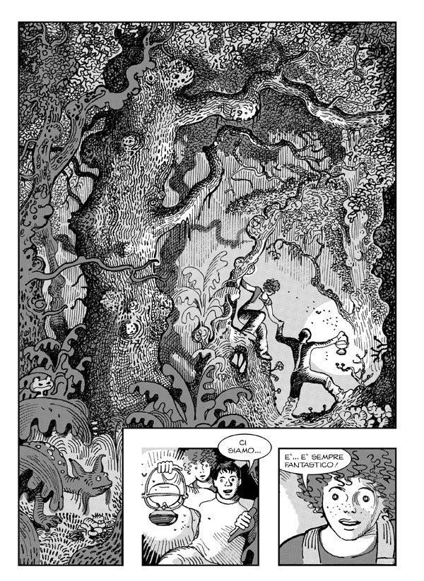 Sul pianeta perduto - Tavola 21<br>disegni di Paolo Bacilieri<br><i>(c) 2012 Sergio Bonelli Editore</i>