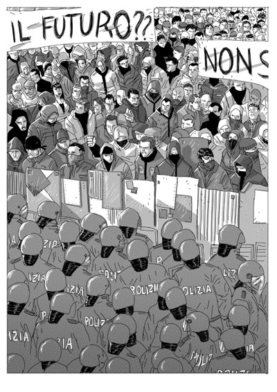 Tavola tratta da Metamorphosis<br>disegni di Giacomo Bevilacqua<br><i>(c) 2012 Editoriale Aurea</i>