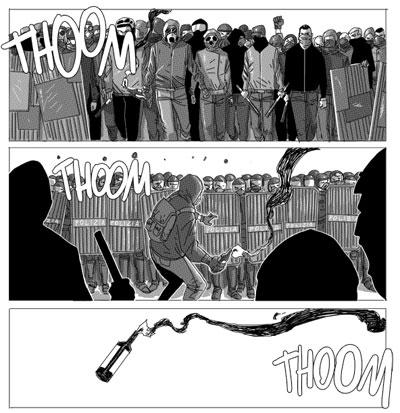Tavola tratta da Metamorphosis<br>disegni di Giacomo Bevilacqua<br><i>(c) 2012 Editoriale Aurea</i>