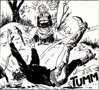 Tex o Paperino? Tex o Paperino?<br>Maxi Tex 16, pag.155 - Disegno di Miguel Repetto<br><i>(c) 2012 Sergio Bonelli Editore</i>