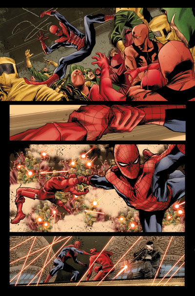 Tavola tratta dalla saga The Omega Effect Tavola tratta dalla saga The Omega Effect<br>disegni di Marco Checchetto, colori di Matt Hollingsworth<br><i>(c) TM & © 2012 MARVEL Edizione italiana: Panini S.p.A.</i>