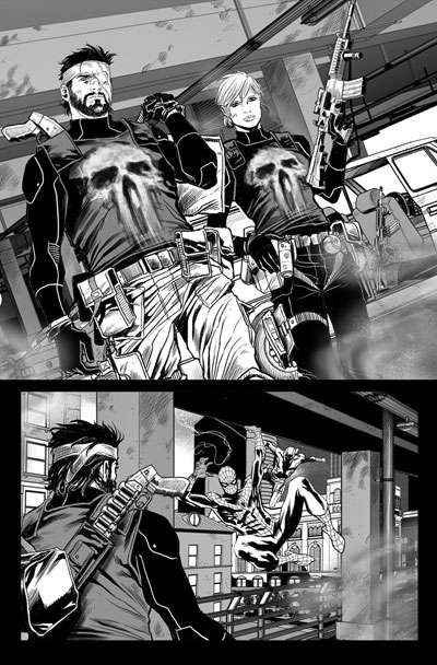 Chine e mezzetinte tavola tratta dalla saga The Omega Effect<br>disegni di Marco Checchetto<br><i>(c) TM & © 2012 MARVEL Edizione italiana: Panini S.p.A.</i>