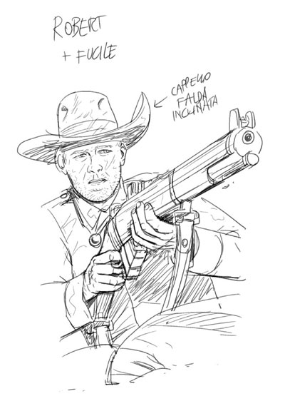 Tra cielo e fango - Studio Personaggi: Robert Buie<br>disegni di Alberto Lingua<br><i>(c) 2012 Editoriale Aurea</i>