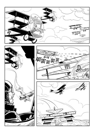 Tra cielo e fango  - Tavola 8<br>disegni di Alberto Lingua<br><i>(c) 2012 Editoriale Aurea</i>