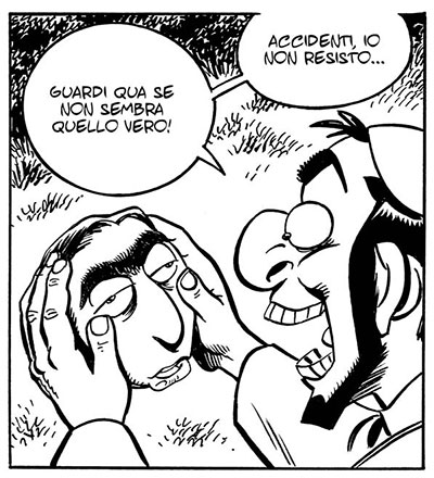 Vugnetta tratta da Nirvana numero 7 Vugnetta tratta da Nirvana numero 7<br>matite di Daniele Caluri, chine di Bruno Cannucciari<br><i>(c) 2012 Emiliano Pagani, Daniele Caluri, Panini Comics</i>