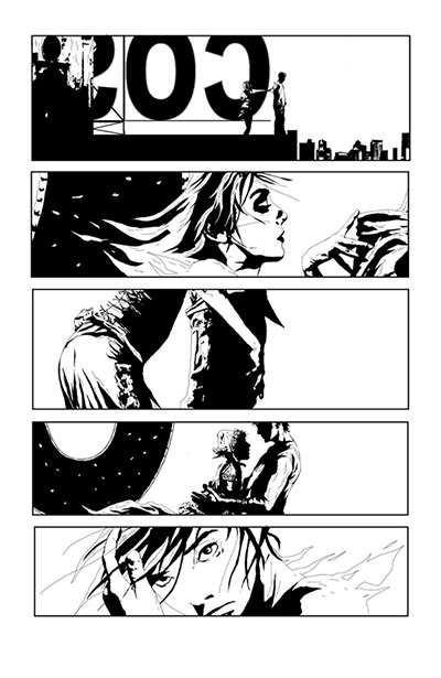 Tavola tratta da I, Vampire - bianco & nero<br>disegni di Andrea Sorrentino<br><i>(c) TM & © 2012 DC Comics - Edizione italiana: Lion Comics</i>