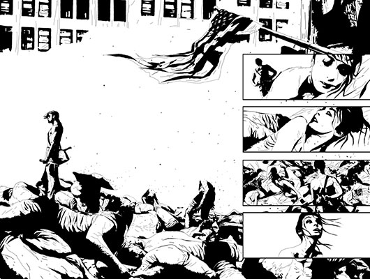 Tavola tratta da I, Vampire - bianco & nero<br>disegni di Andrea Sorrentino<br><i>(c) TM & © 2012 DC Comics - Edizione italiana: Lion Comics</i>