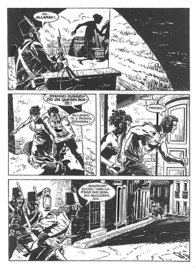 Tavola tratta dagli albi numero 570/572<br>disegni di Raffaele Della Monica<br><i>(c) 2012 Sergio Bonelli Editore</i>