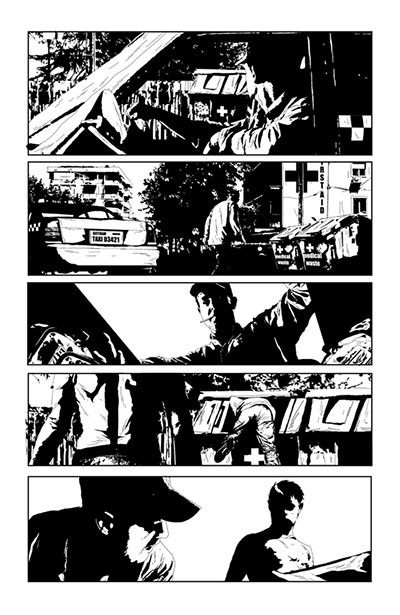 Tavola tratta da I, Vampire - bianco & nero<br>disegni di Andrea Sorrentino<br><i>(c) TM & © 2012 DC Comics - Edizione italiana: Lion Comics</i>