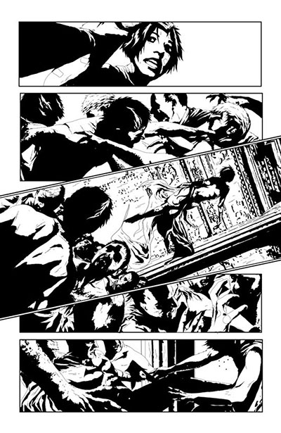 Tavola tratta da I, Vampire - bianco & nero<br>disegni di Andrea Sorrentino<br><i>(c) TM & © 2012 DC Comics - Edizione italiana: Lion Comics</i>