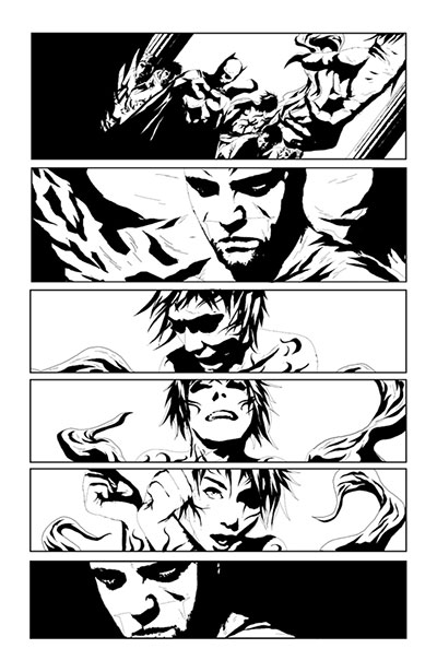 Tavola tratta da I, Vampire - bianco & nero<br>disegni di Andrea Sorrentino<br><i>(c) TM & © 2012 DC Comics - Edizione italiana: Lion Comics</i>