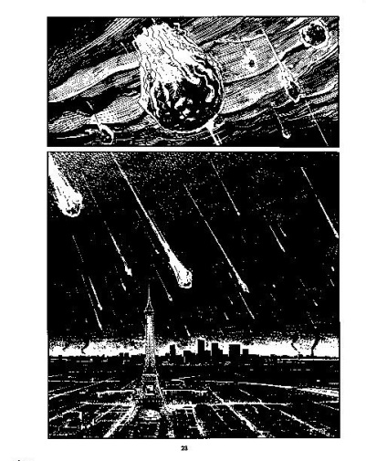 Pioggia di meteoriti su Parigi Pioggia di meteoriti su Parigi<br>Romanzi a fumetti n.7, pag.23, disegni di L. Piccatto<br><i>(c) 2012 Sergio Bonelli editore</i>