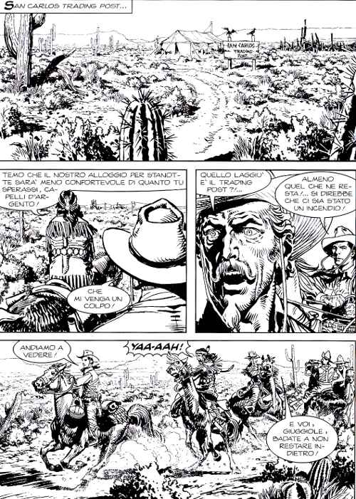 Polvere, sole e sudore secondo Gomez Polvere, sole e sudore secondo Gomez<br>Almanacco del West 2013, pag.64 - tavola di Carlos Gomez<br><i>(c) 2013 Sergio Bonelli Editore</i>