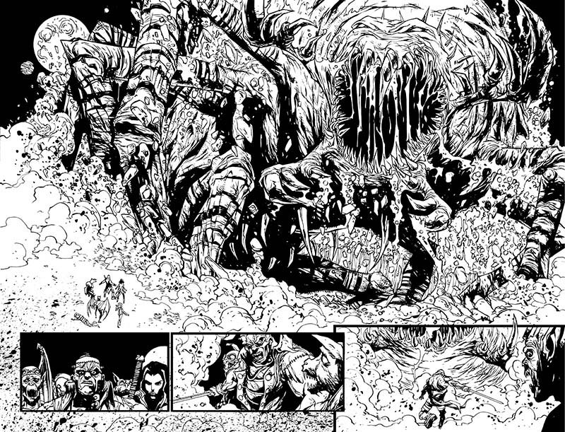 Tavola tratta da Frankenstein, agente dello S.H.A.D.E. - chine<br>disegni di Alberto Ponticelli<br><i>(c) TM & © 2013 DC Comics - Edizione italiana: Lion Comics</i>
